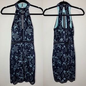 B.DARLIN Crotchet Lace Overlay Bodycon Dress